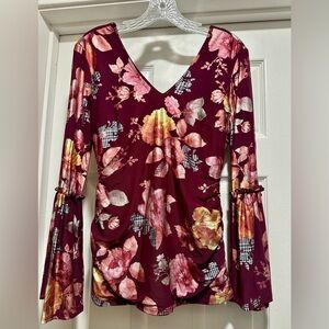 Thalia Sodi Deep Red Floral Top